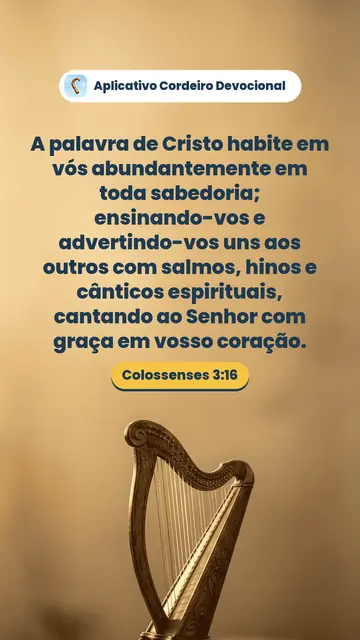 Imagem do versículo Colossenses 3:16: A palavra de Cristo habite em vós abundantemente em toda sabedoria; ensinando-vos e advertindo-vos uns aos outros com salmos, hinos e cânticos espirituais, cantando ao Senhor com graça em vosso coração.