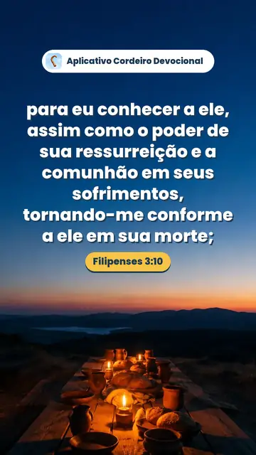 Imagem do versículo Filipenses 3:10: para eu conhecer a ele, assim como o poder de sua ressurreição e a comunhão em seus sofrimentos, tornando-me conforme a ele em sua morte;