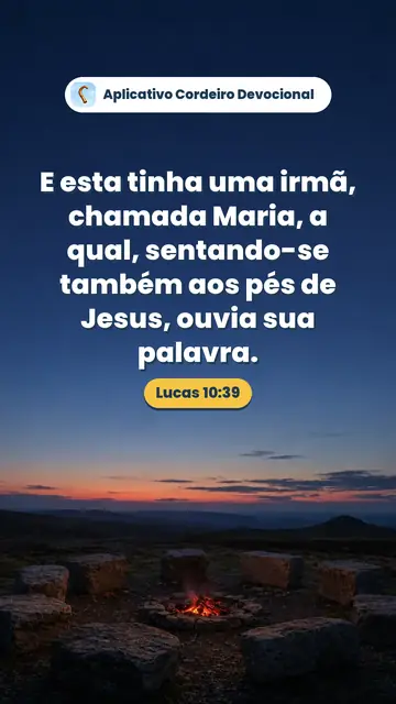 Imagem do versículo Lucas 10:39: E esta tinha uma irmã, chamada Maria, a qual, sentando-se também aos pés de Jesus, ouvia sua palavra.