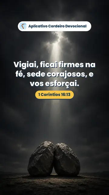 Imagem do versículo 1 Coríntios 16:13: Vigiai, ficai firmes na fé, sede corajosos, e vos esforçai.