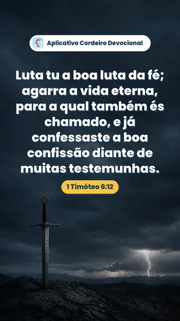 Imagem do versículo 1 Timóteo 6:12: Luta tu a boa luta da fé; agarra a vida eterna, para a qual também és chamado, e já confessaste a boa confissão diante de muitas testemunhas.