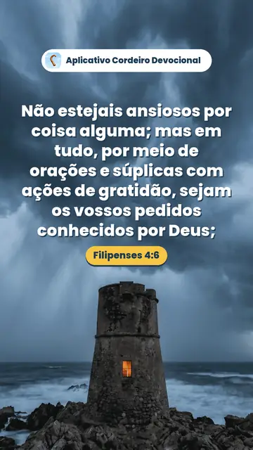 Imagem do versículo Filipenses 4:6: Não estejais ansiosos por coisa alguma; mas em tudo, por meio de orações e súplicas com ações de gratidão, sejam os vossos pedidos conhecidos por Deus;
