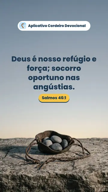 Imagem do versículo Salmos 46:1: Deus é nosso refúgio e força; socorro oportuno nas angústias.