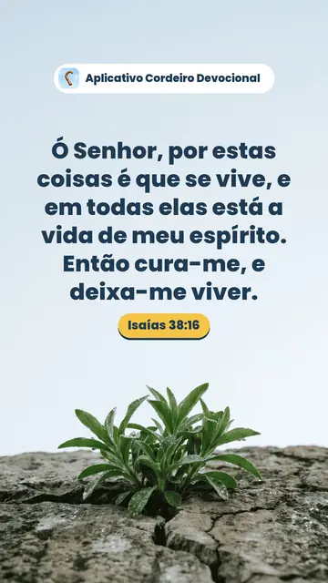 Imagem do versículo Isaías 38:16: Ó Senhor, por estas coisas é que se vive, e em todas elas está a vida de meu espírito. Então cura-me, e deixa-me viver.