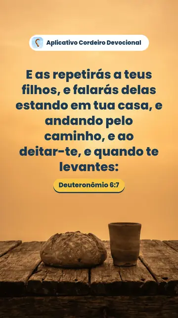 Imagem do versículo Deuteronômio 6:7: E as repetirás a teus filhos, e falarás delas estando em tua casa, e andando pelo caminho, e ao deitar-te, e quando te levantes: