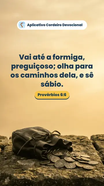Imagem do versículo Provérbios 6:6: Vai até a formiga, preguiçoso; olha para os caminhos dela, e sê sábio.