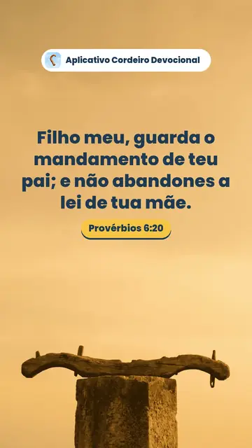 Imagem do versículo Provérbios 6:20: Filho meu, guarda o mandamento de teu pai; e não abandones a lei de tua mãe.