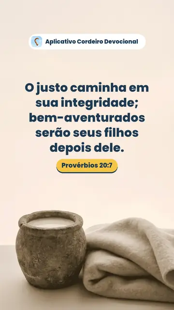 Imagem do versículo Provérbios 20:7: O justo caminha em sua integridade; bem-aventurados serão seus filhos depois dele.