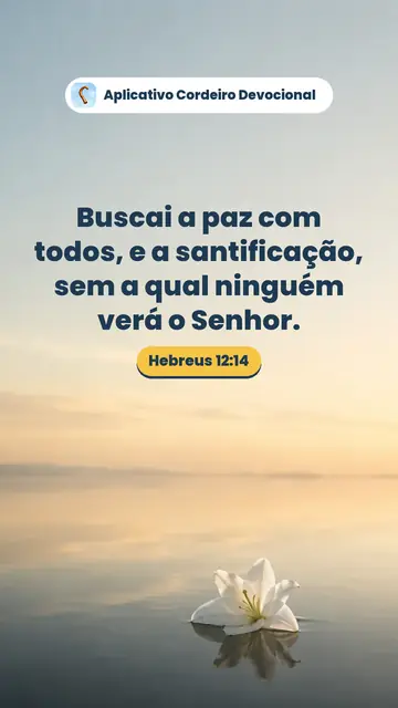 Imagem do versículo Hebreus 12:14: Buscai a paz com todos, e a santificação, sem a qual ninguém verá o Senhor.