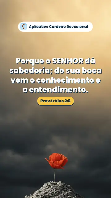 Imagem do versículo Provérbios 2:6: Porque o SENHOR dá sabedoria; de sua boca vem o conhecimento e o entendimento.