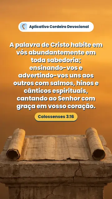 Imagem do versículo Colossenses 3:16: A palavra de Cristo habite em vós abundantemente em toda sabedoria; ensinando-vos e advertindo-vos uns aos outros com salmos, hinos e cânticos espirituais, cantando ao Senhor com graça em vosso coração.