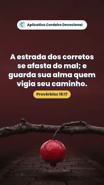 Imagem do versículo Provérbios 16:17: A estrada dos corretos se afasta do mal; e guarda sua alma quem vigia seu caminho.